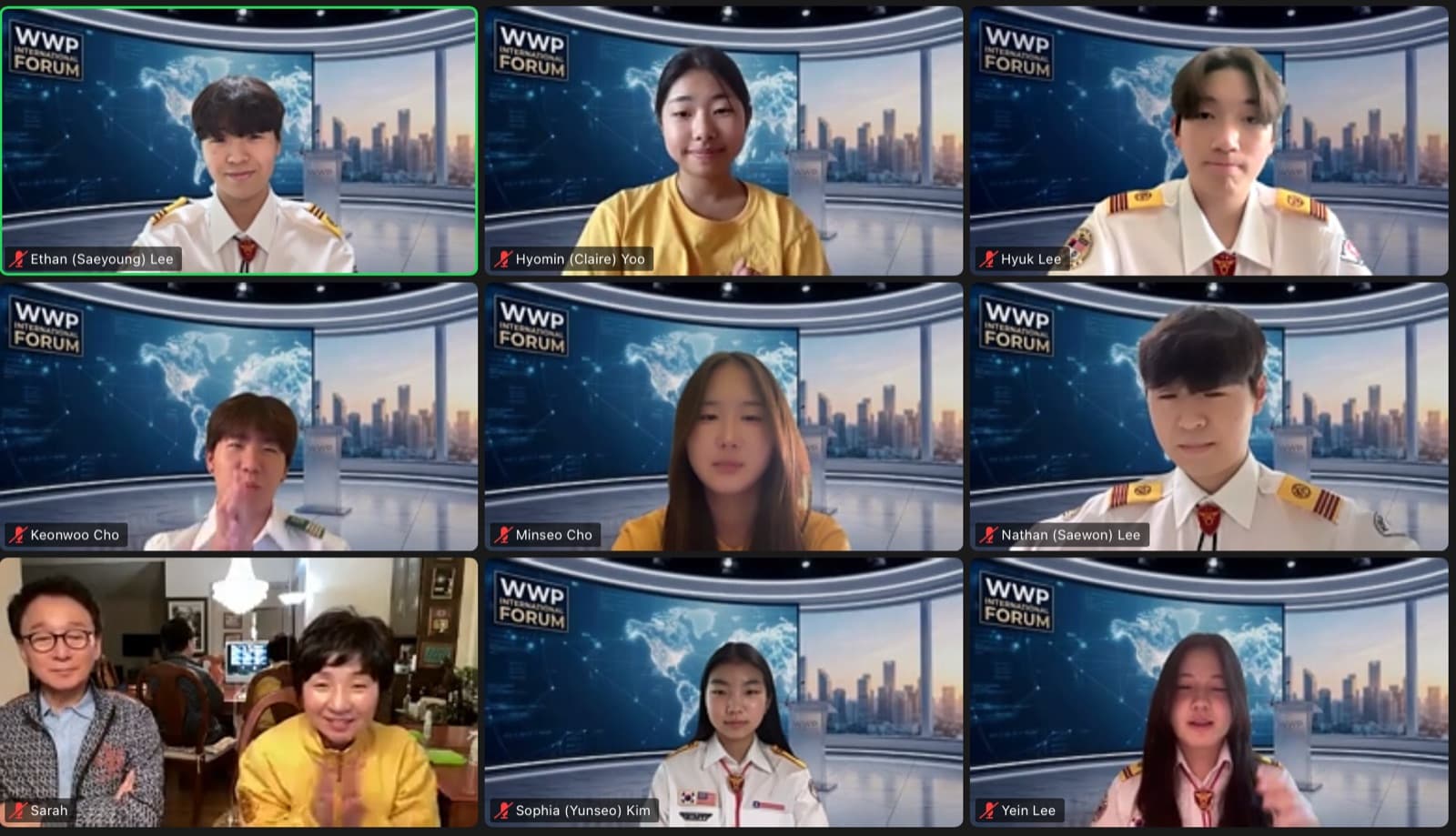 Students from around the world at the WWP online international forum