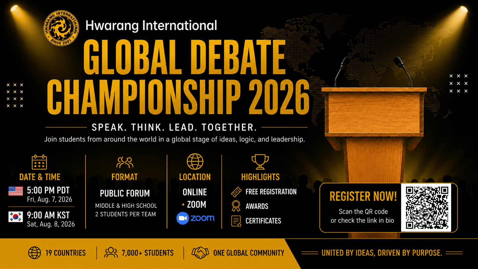 Hwarang International Global Debate Championship 2026 poster